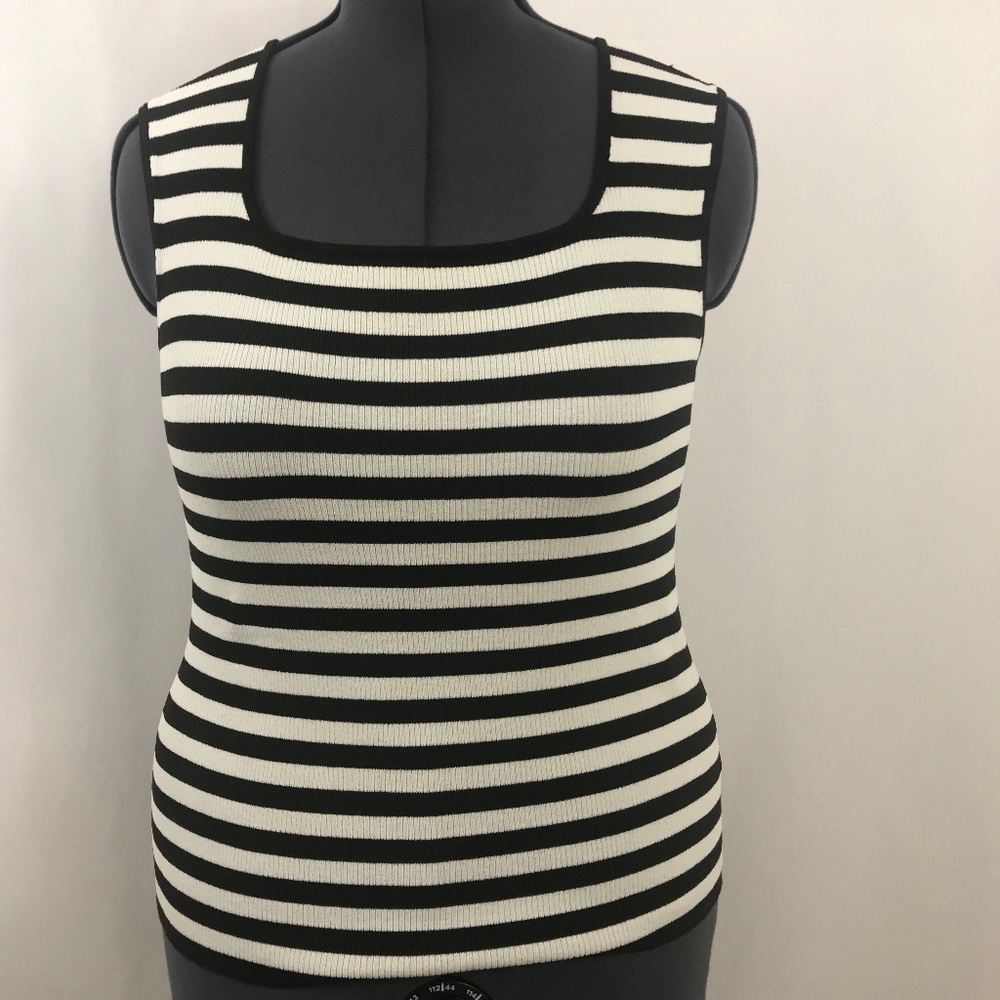 *4/$20* Jones New York Brown & White Stripe Top